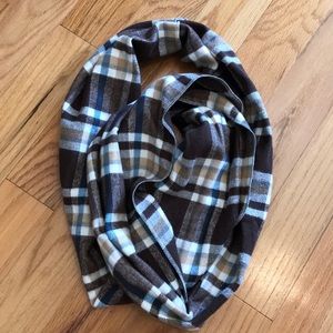 Brown Plaid Flannel Infinity Scarf